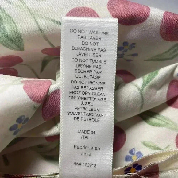 Carolina Herrera Cherry Print Off Shoulder Midi Dress 6 S Drape Designer Runway - Picture 4 of 16